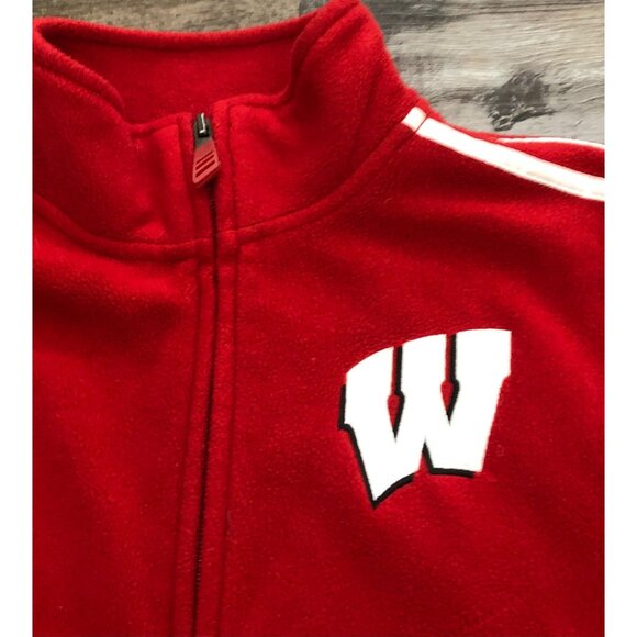 Adidas Womens Medium Wisconsin Badgers Red 1/4 Zip Fleece Pullover - Picture 2 of 6